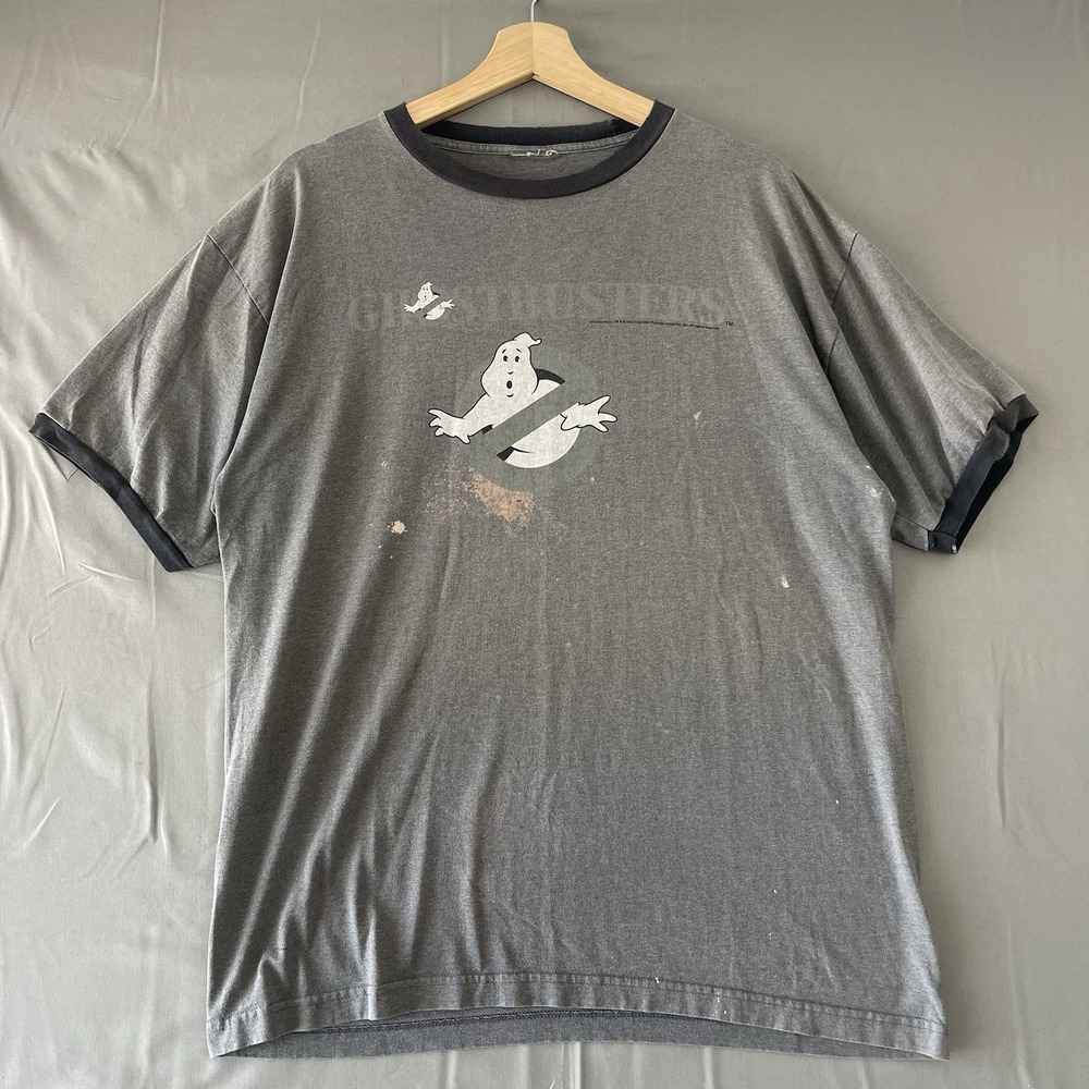 Vintage 2003 Ghostbusters Columbia Movie Promo Ringer T-Shirt Gray Men's XL